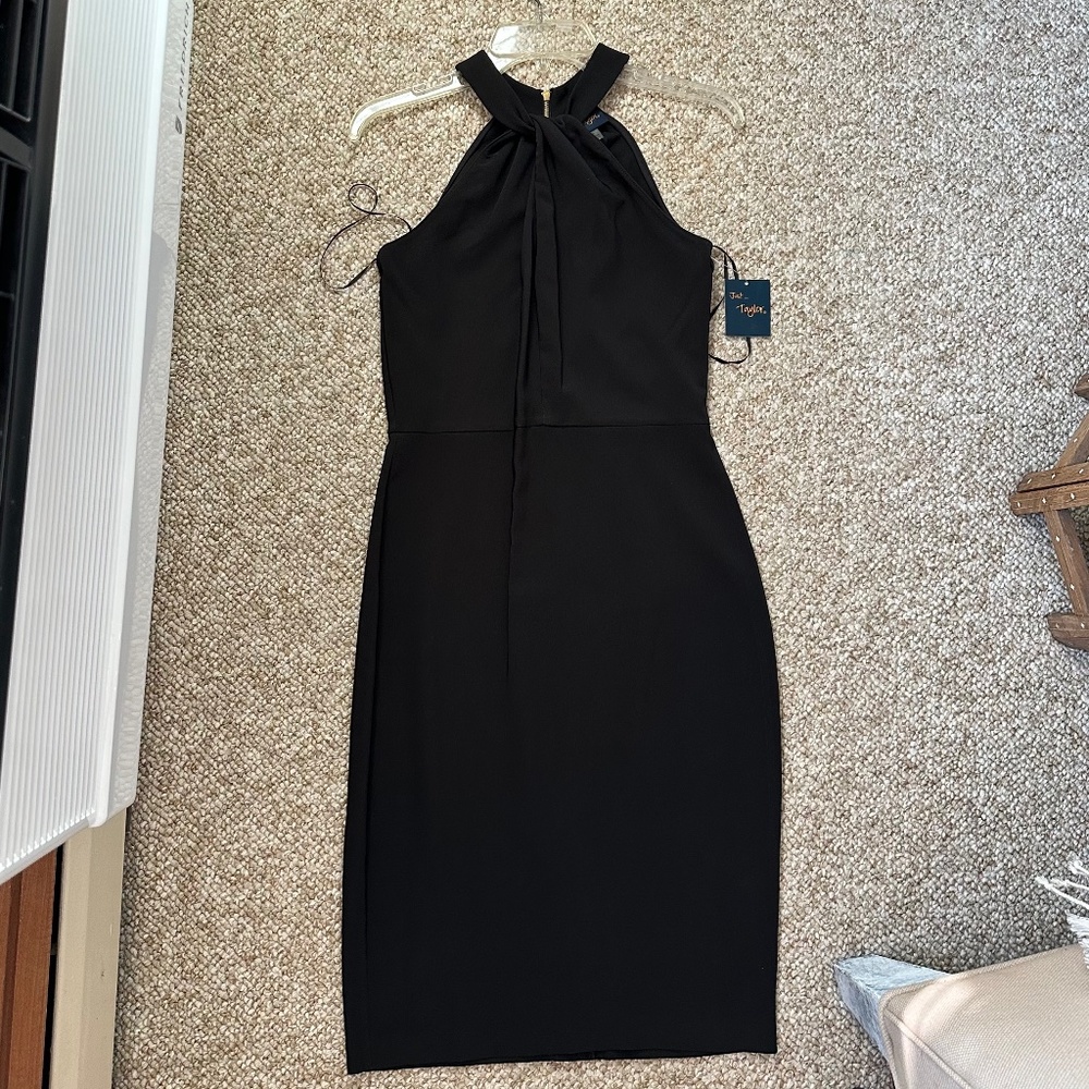 BNWT Just Taylor Black halter neck cocktail dress, size 4 LBD